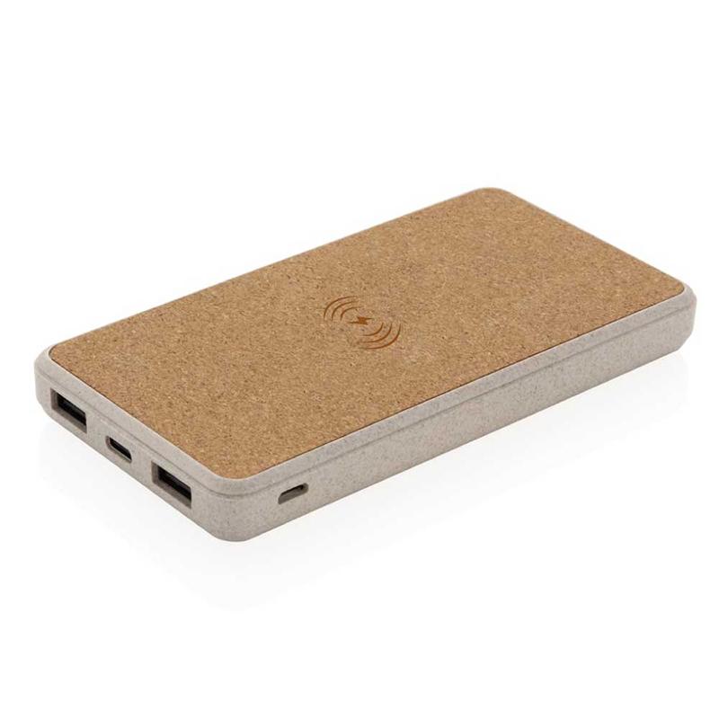 8000 mAh Cork and Wheat Straw Wireless Powerbank